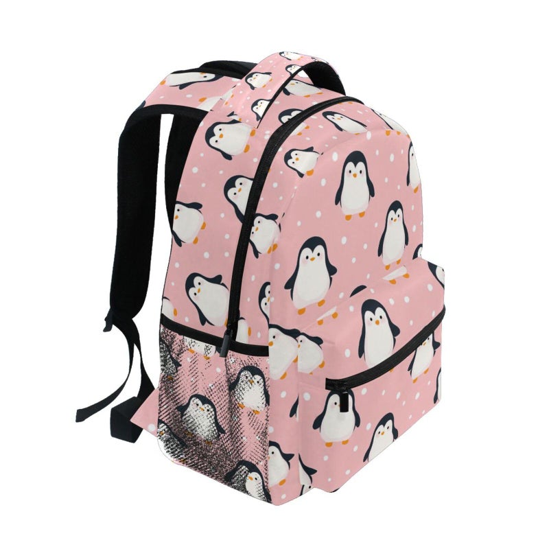 Kcldeci Cute Penguin Backpack for Boys Girls Kids Cartoon Pink Sea Animals Dots Student Bookbag School Bag 14 inch Laptop Backpacks Travel Daypack Shoulder Bag - Image 2